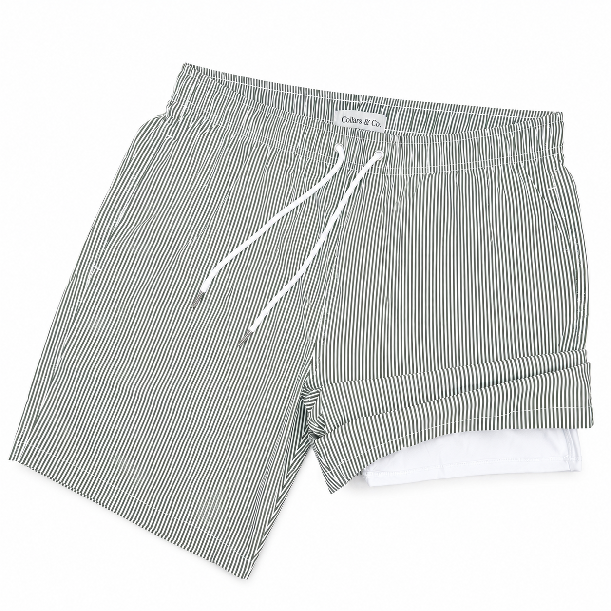 Riviera Swim Trunk Green Stripe