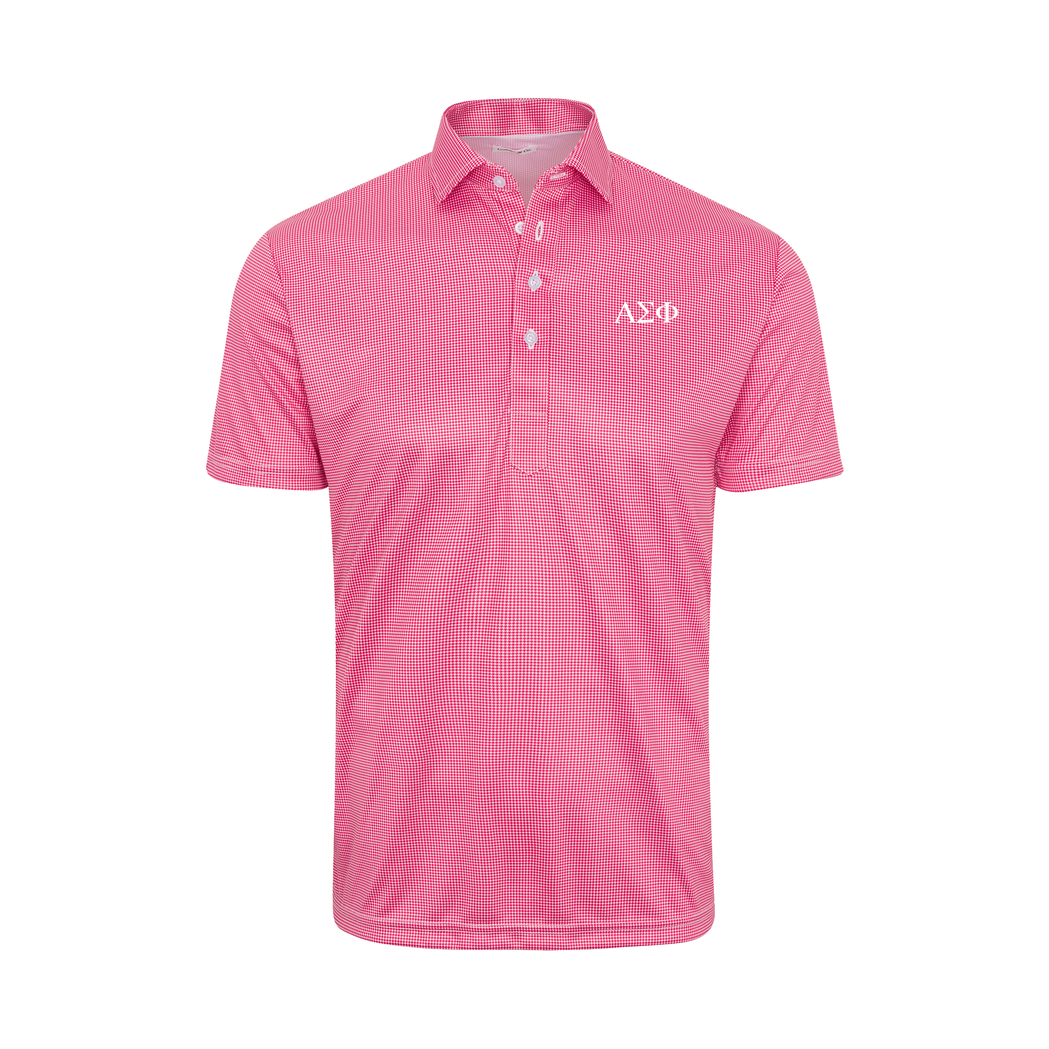 Collars & Co. Alpha Sigma Phi Semi-Spread Collar Polo Red Houndstooth