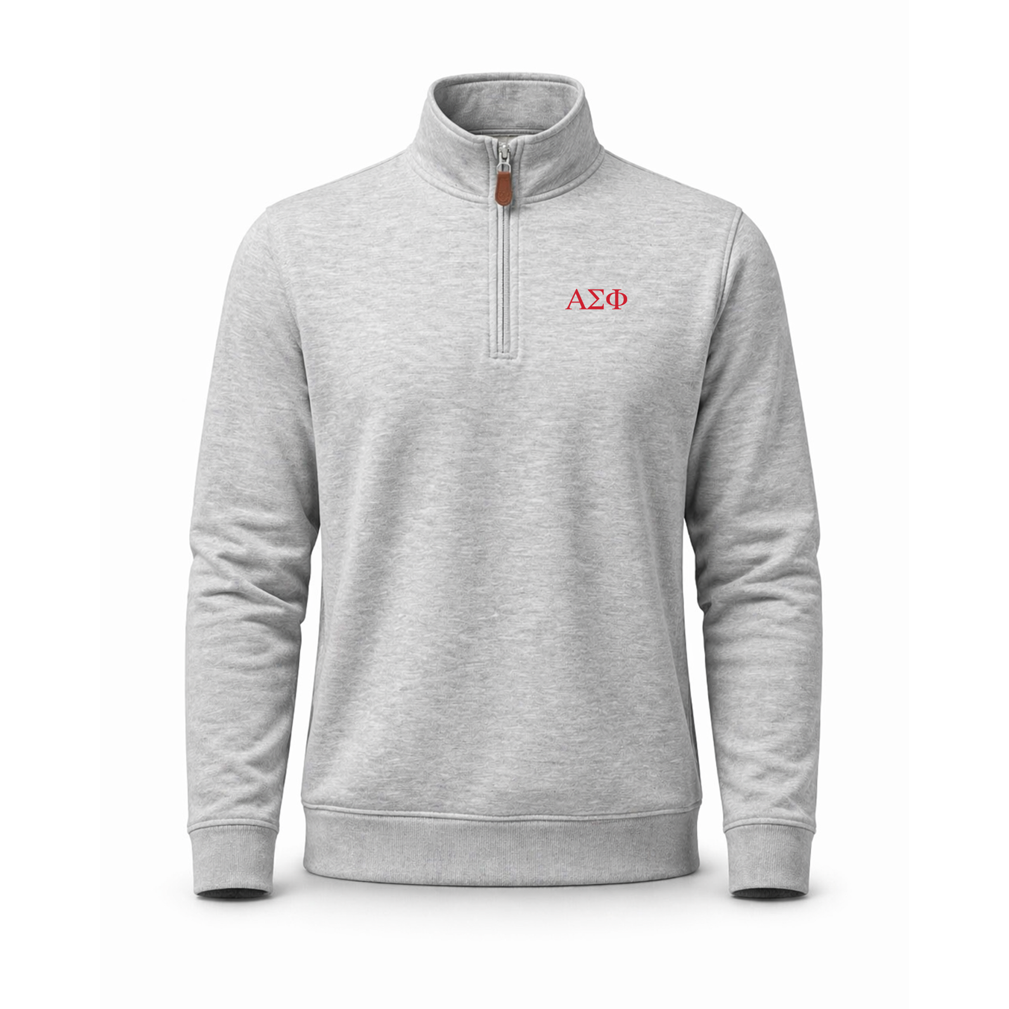 Collars & Co. Alpha Sigma Phi Heather Cloud Cotton Quarter Zip Pullover Light Grey