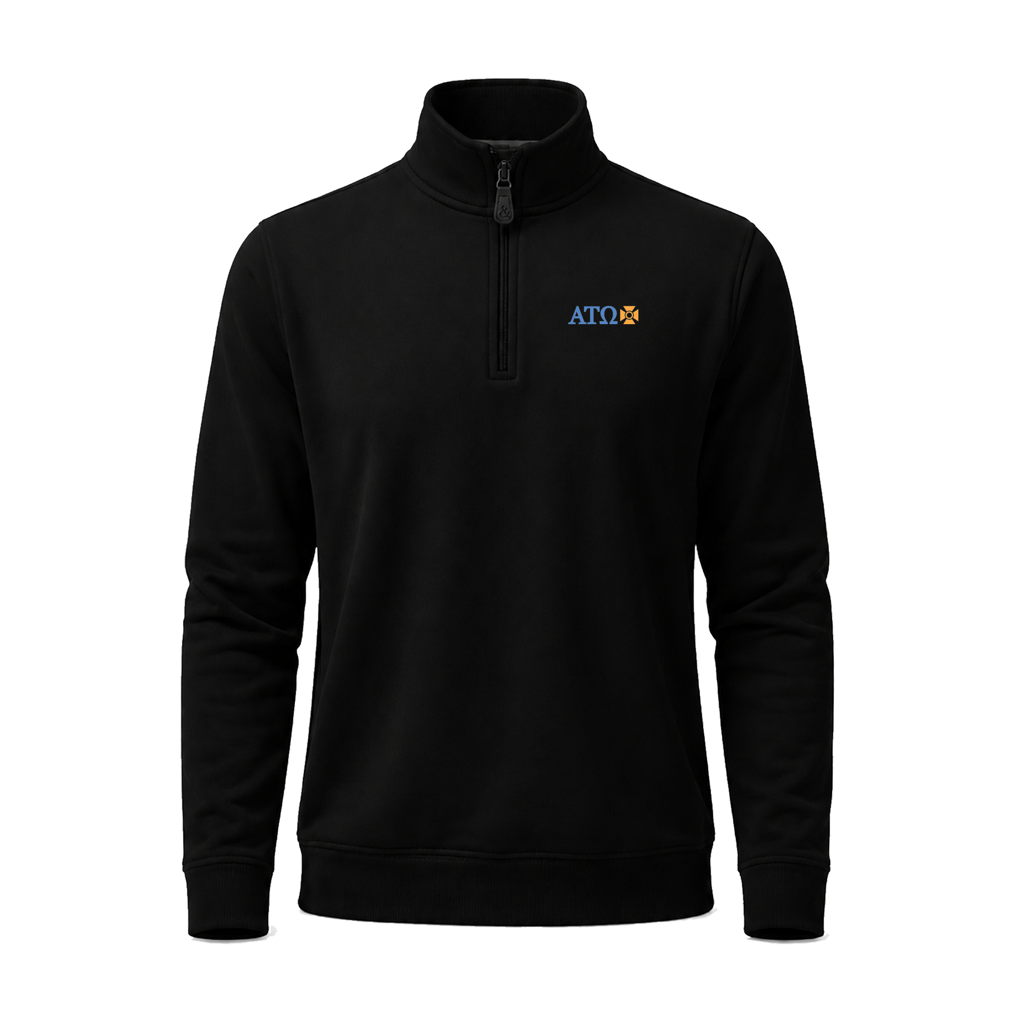 Collars & Co. Alpha Tau Omega Cloud Cotton Quarter Zip Pullover Black