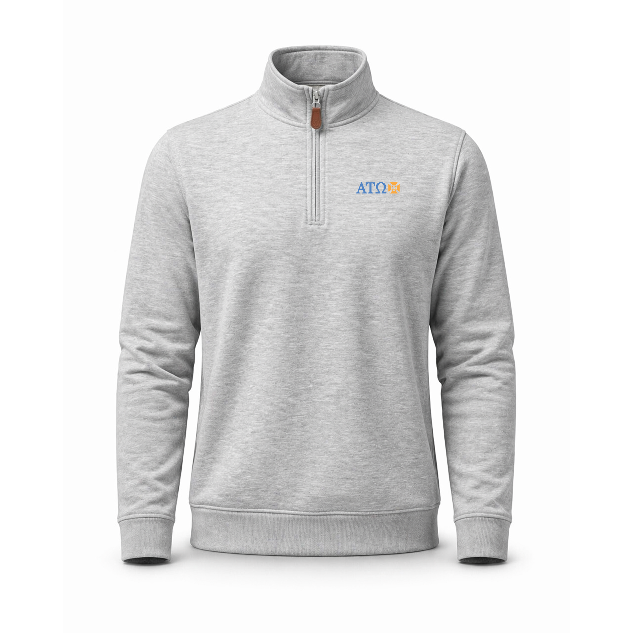 Collars & Co. Alpha Tau Omega Heather Cloud Cotton Quarter Zip Pullover Light Grey