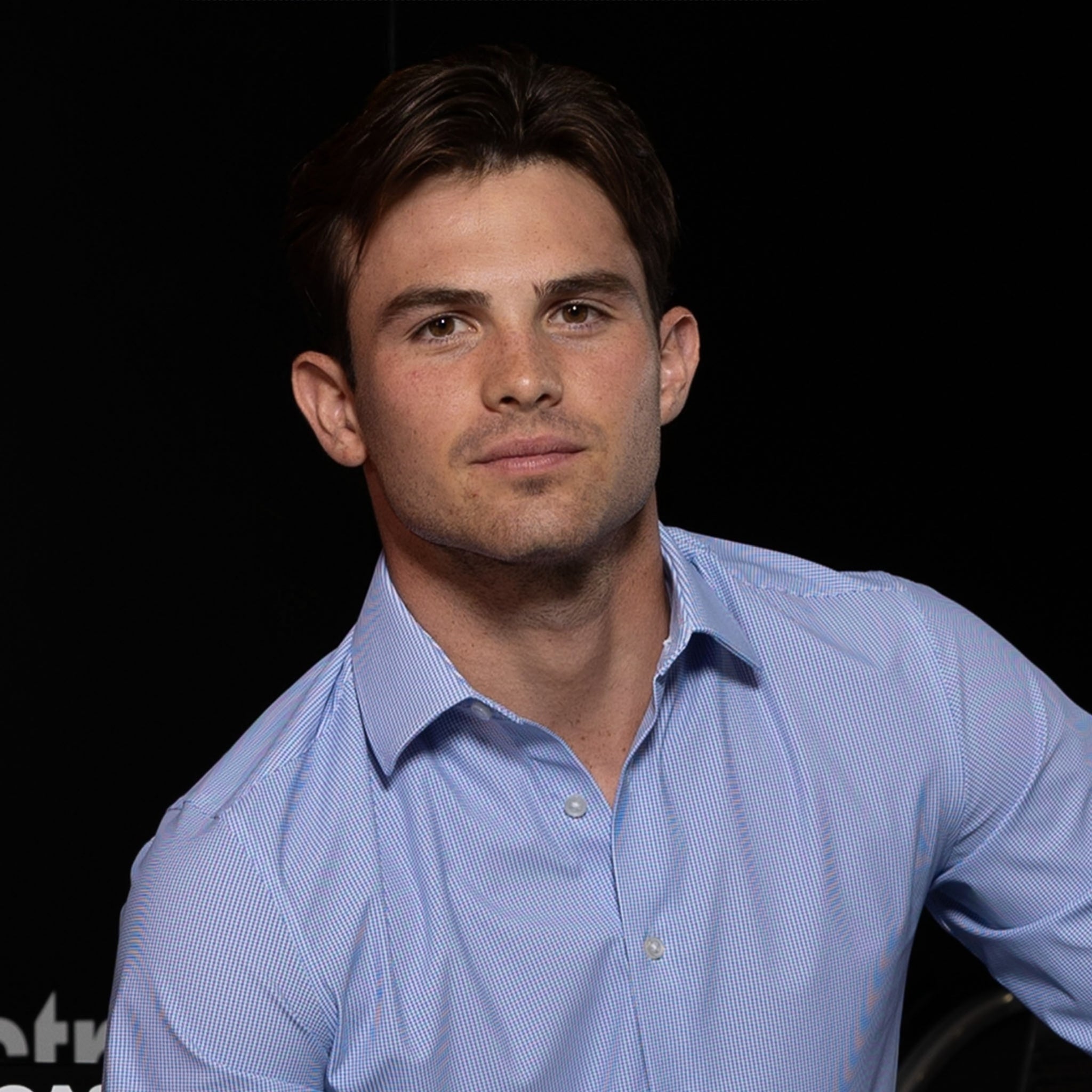 Apex Performance Dress Shirt Semi-Spread Collar Steel Blue Micro Grid