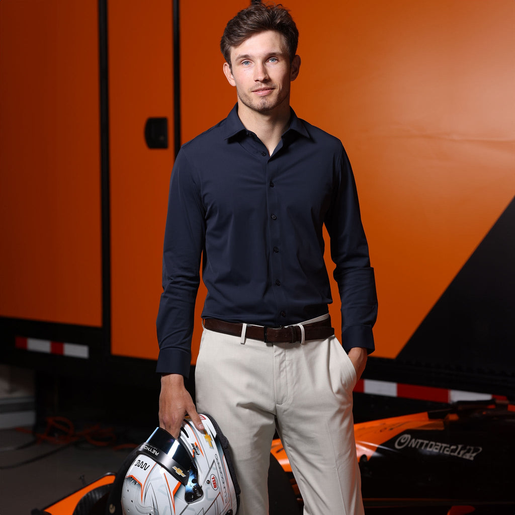 Apex Performance Dress Shirt Semi-Spread Collar Navy