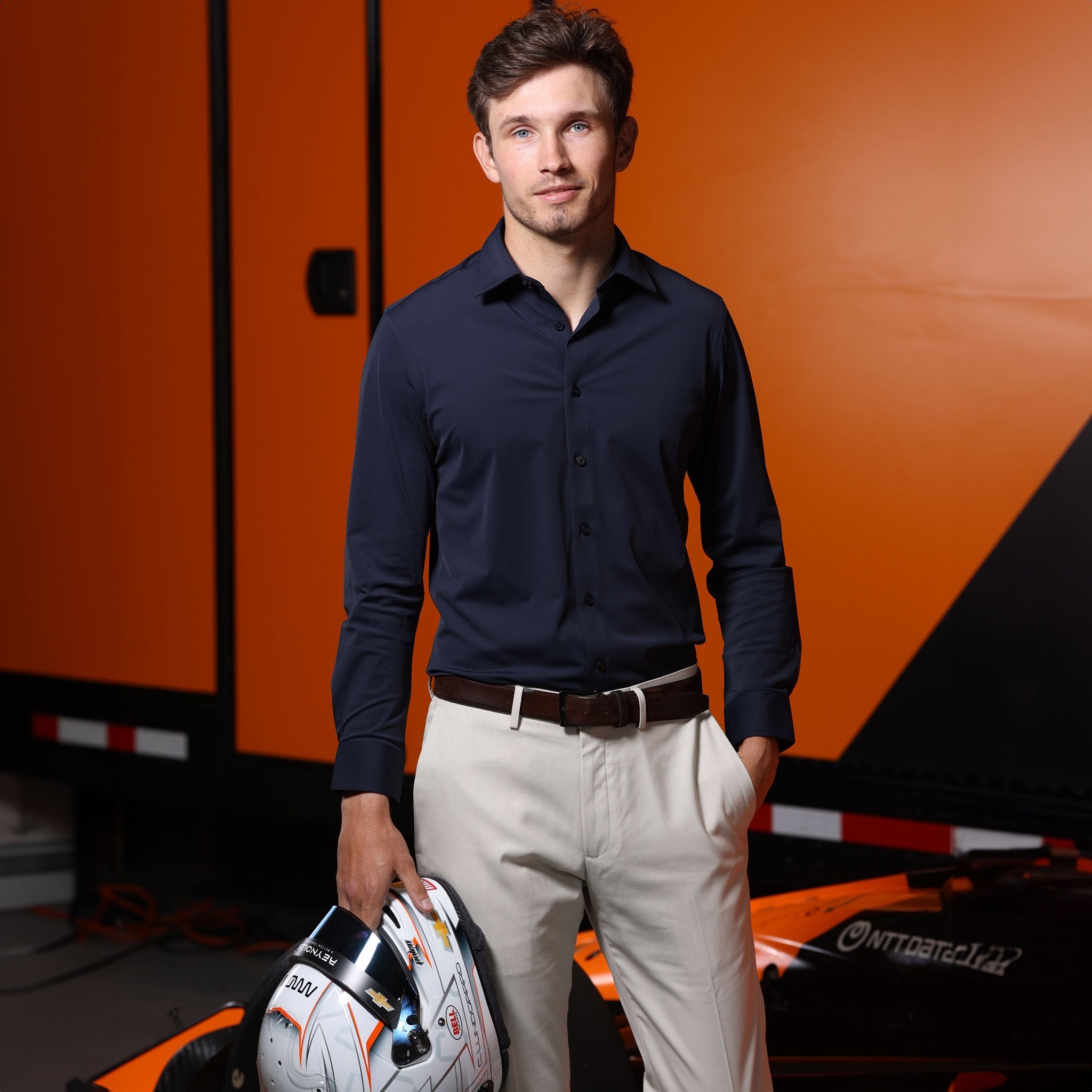 Apex Performance Dress Shirt Semi-Spread Collar Navy