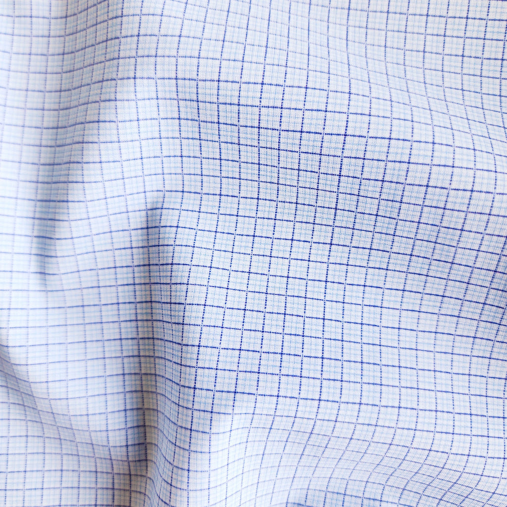 Apex Performance Dress Shirt Semi-Spread Collar Blue Tattersall