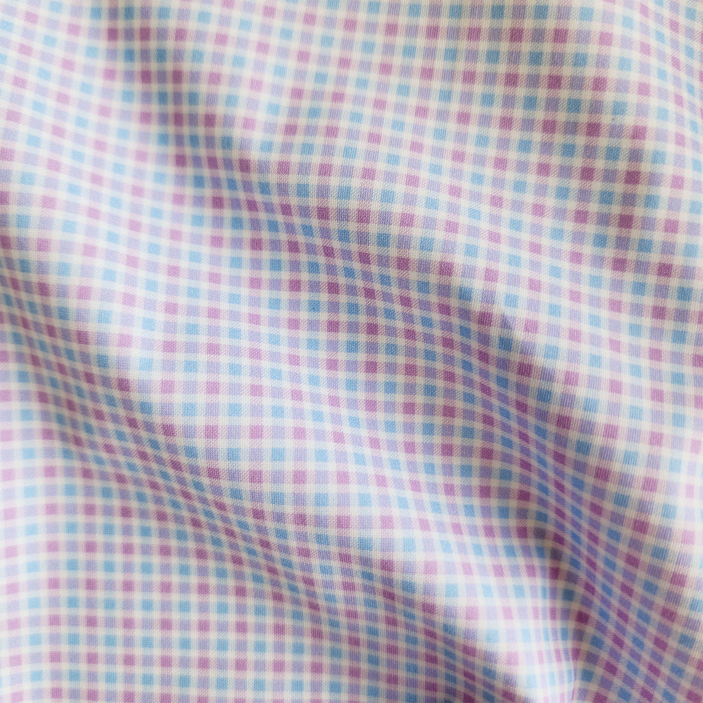 Apex Performance Dress Shirt Semi-Spread Collar Lavender and Blue Multi Gingham