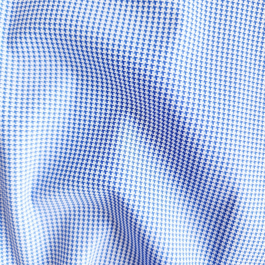 Apex Performance Dress Shirt Semi-Spread Collar Steel Blue Micro Grid