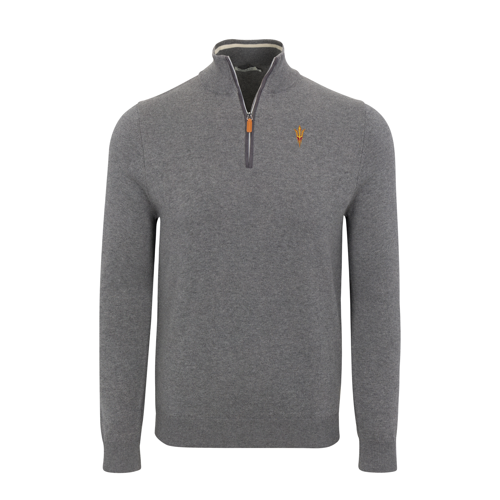 Arizona State Grey with Grey Trim Luxury Touch Cotton and Cashmere Quarter Zip Sweater