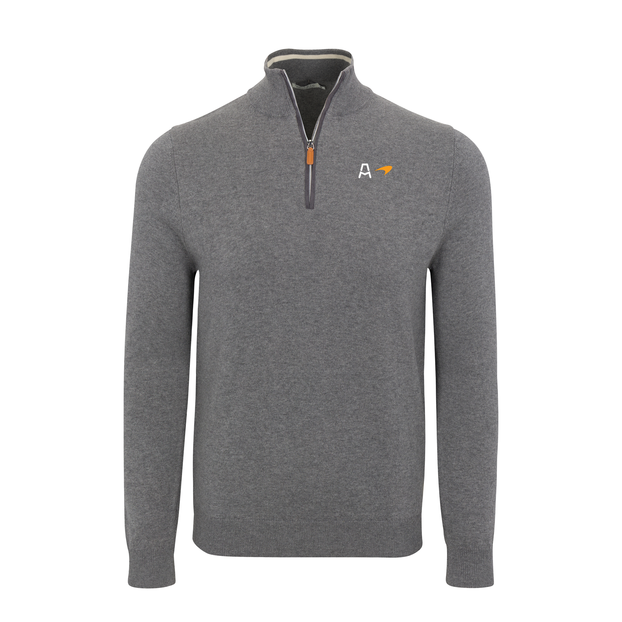 Arrow McLaren Grey with Grey Trim Luxury Touch Cotton and Cashmere Quarter Zip Sweater