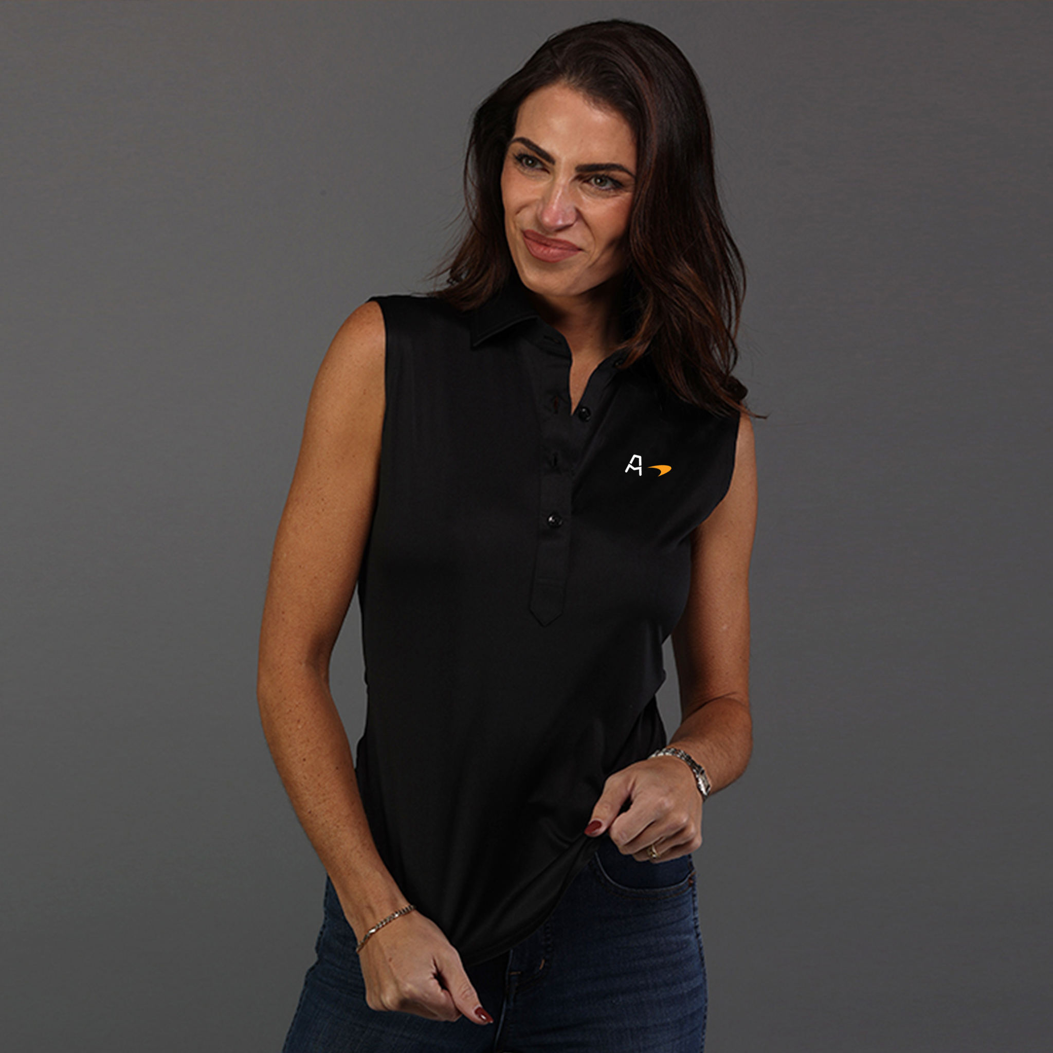 Arrow McLaren Women's Sleeveless Semi Spread Polo Black