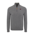Auburn Grey with Grey Trim Luxury Touch Cotton and Cashmere Quarter Zip Sweater