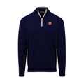 Auburn Navy with White Trim Luxury Touch Cotton and Cashmere Quarter Zip Sweater