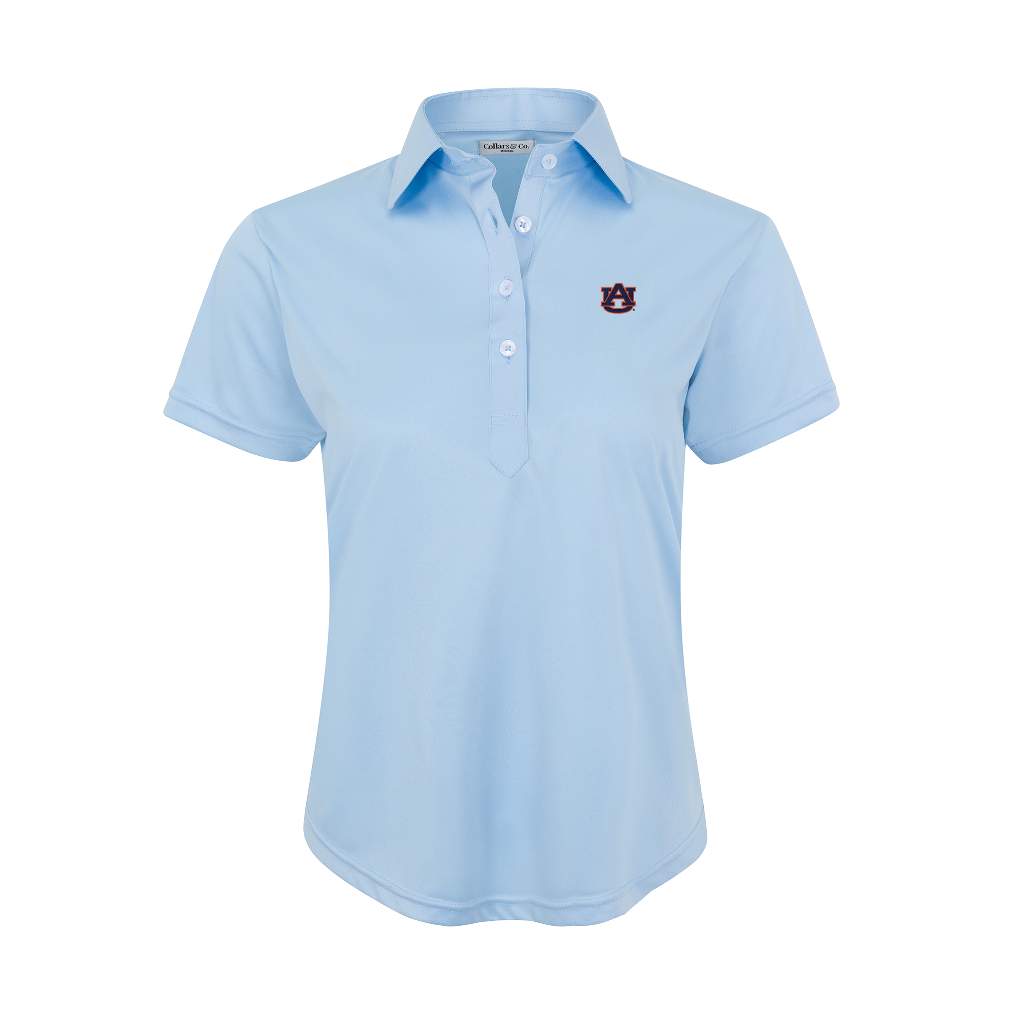 Auburn Women's Cap Sleeve Semi Spread Polo Sky Blue