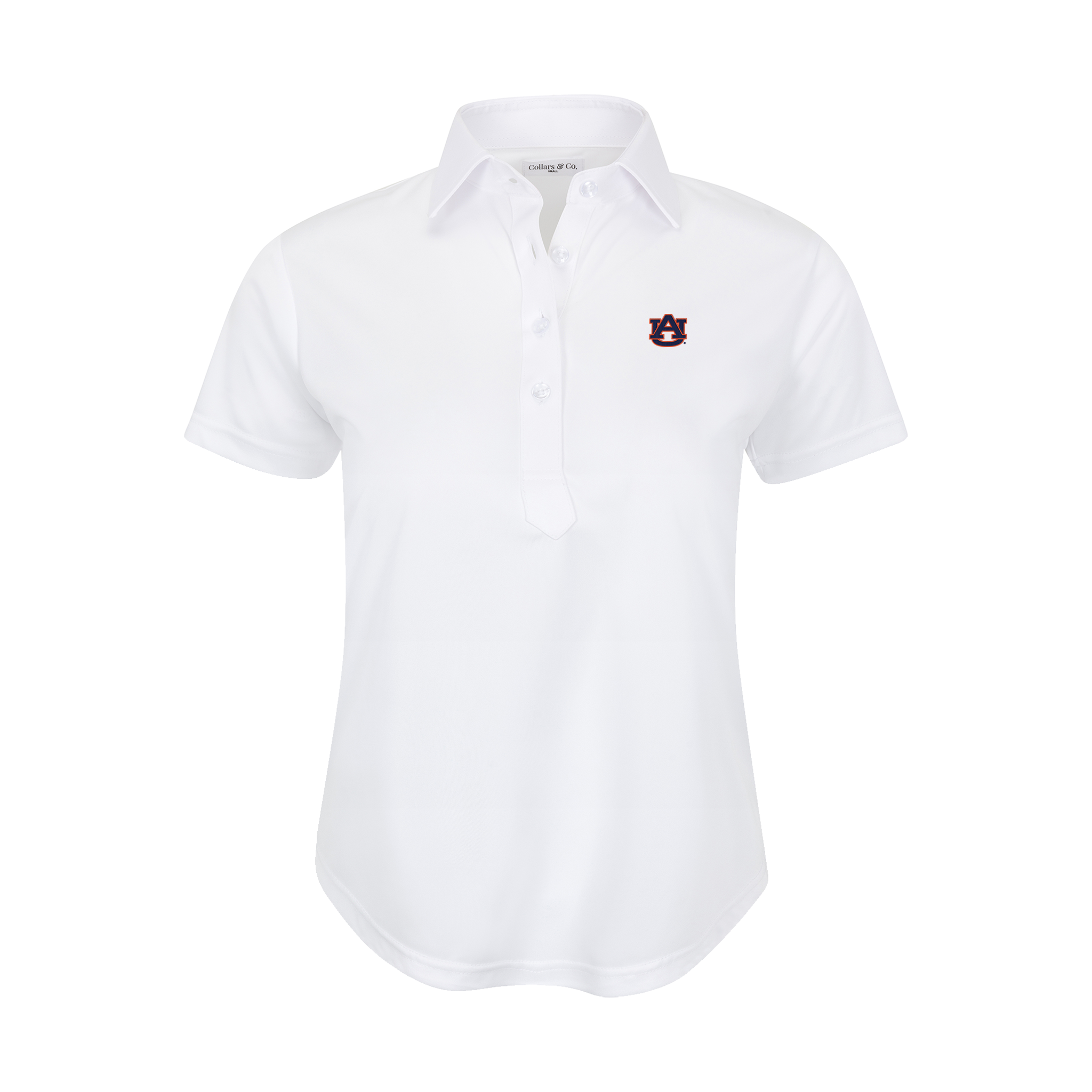 Auburn Women's Cap Sleeve Semi Spread Polo White