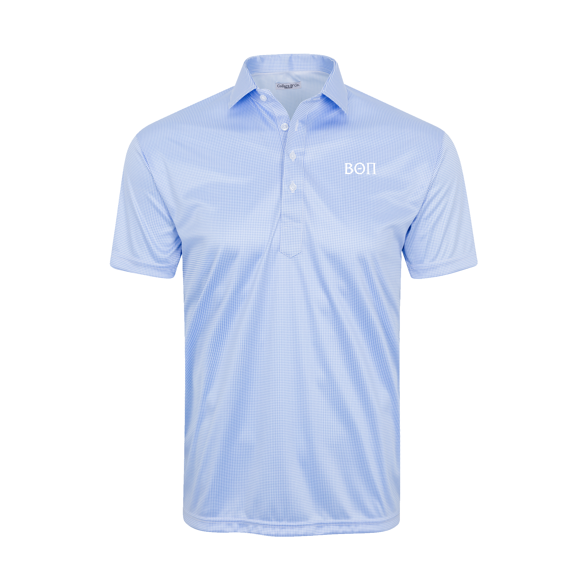 Collars & Co. Beta Theta Pi Semi-Spread Collar Polo Blue Houndstooth
