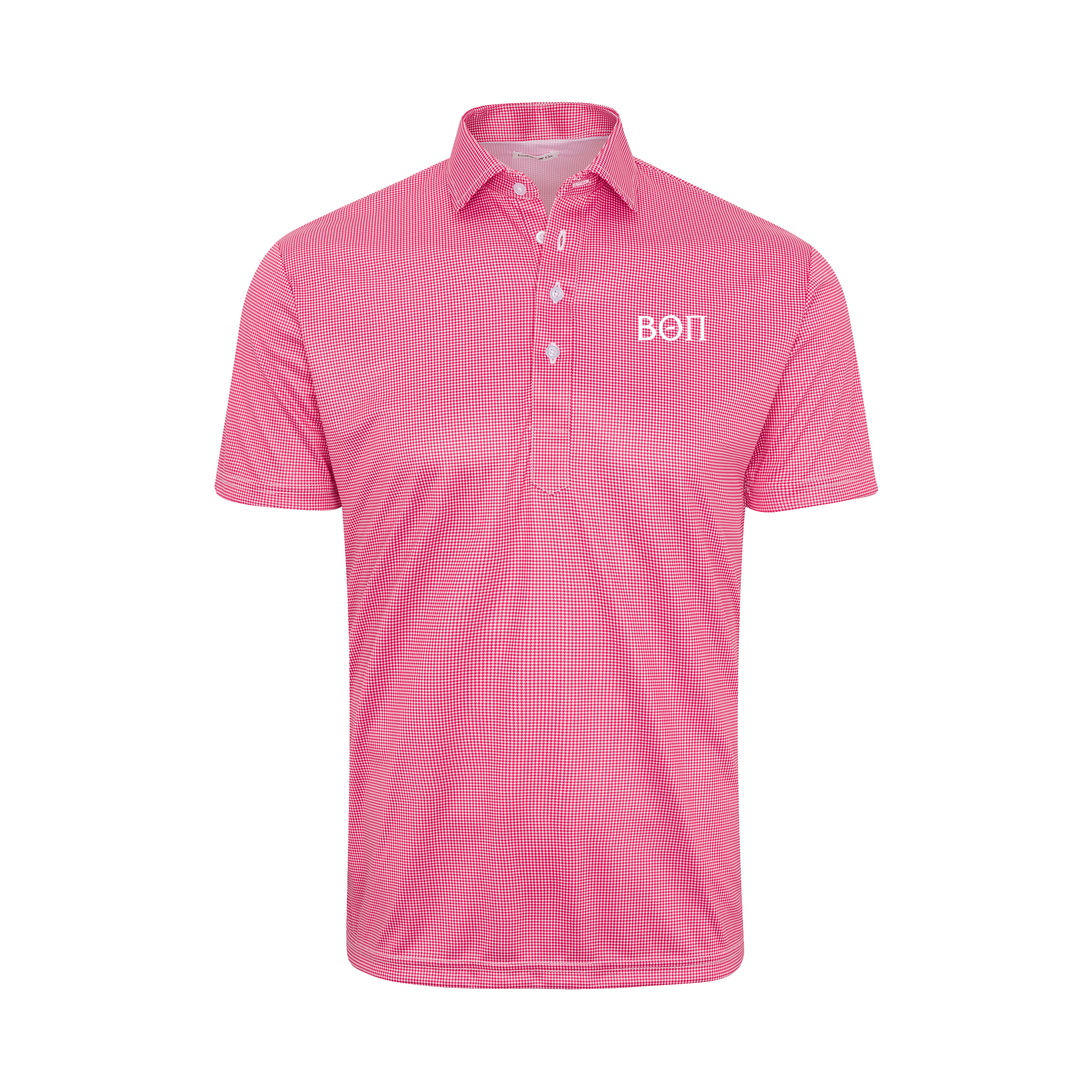 Collars & Co. Beta Theta Pi Semi-Spread Collar Polo Red Houndstooth