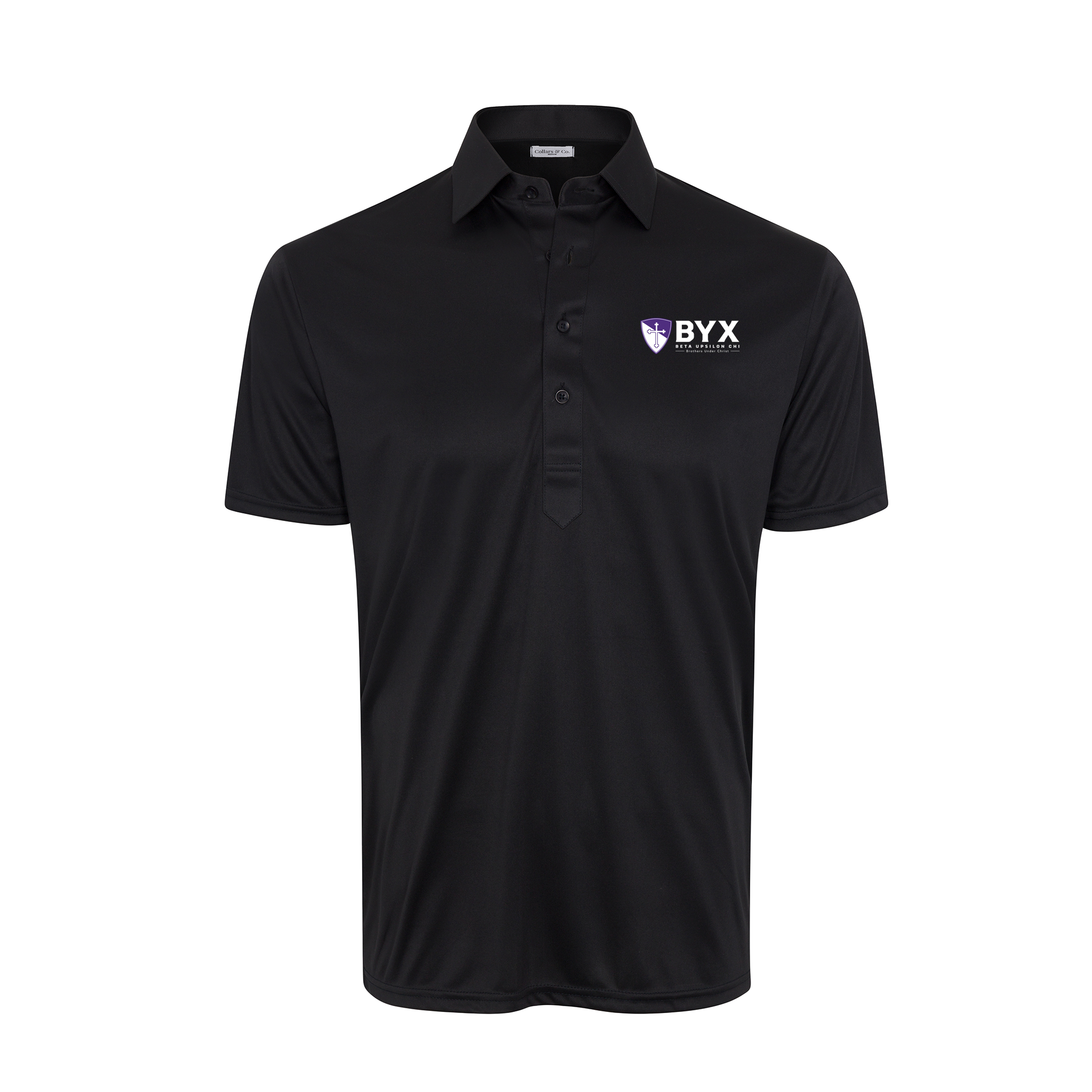 Collars & Co. Beta Upsilon Chi Semi-Spread Collar Polo Black