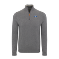 BYU Grey with Grey Trim Luxury Touch Cotton and Cashmere Quarter Zip Sweater