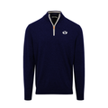 BYU Navy with White Trim Luxury Touch Cotton and Cashmere Quarter Zip Sweater