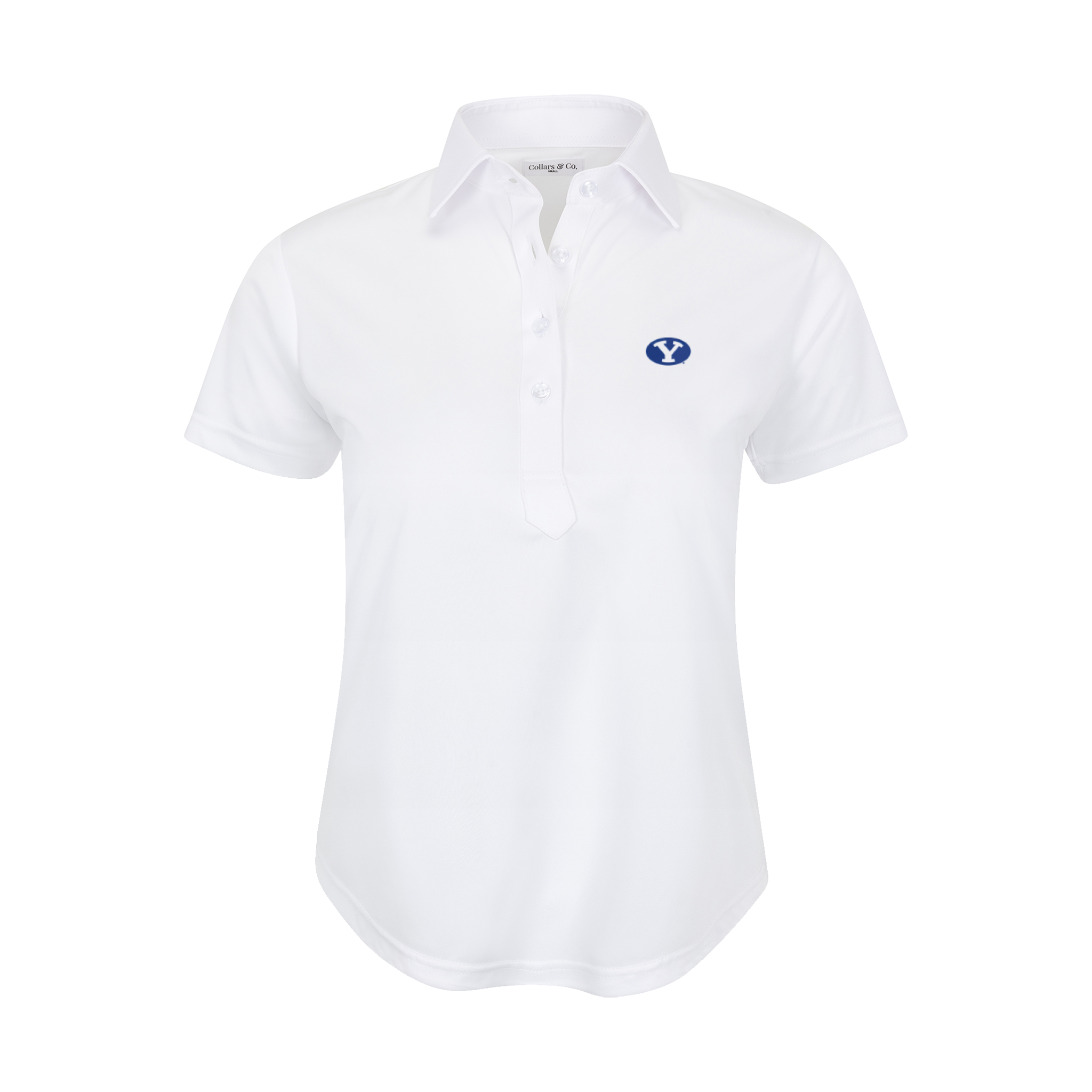 BYU Women's Cap Sleeve Semi Spread Polo White