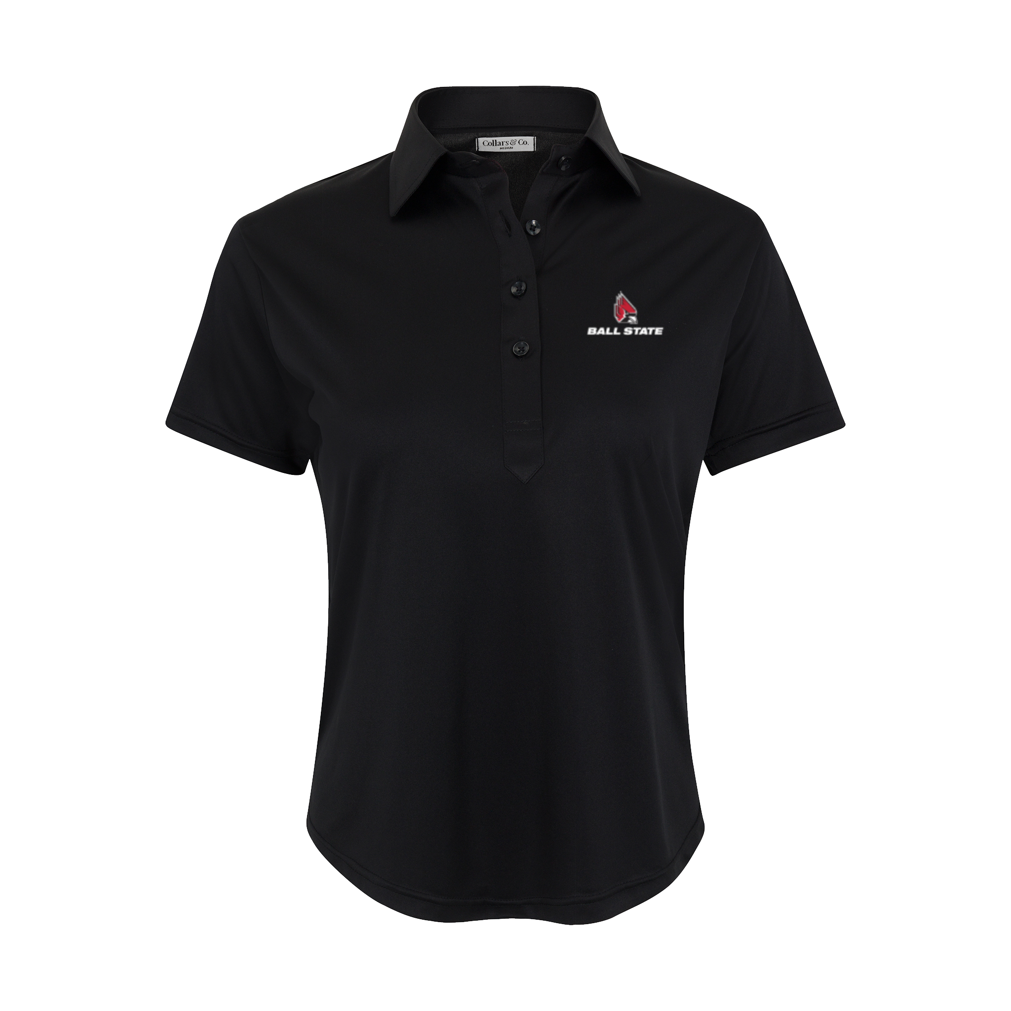 Ball State Women's Cap Sleeve Semi Spread Polo Black
