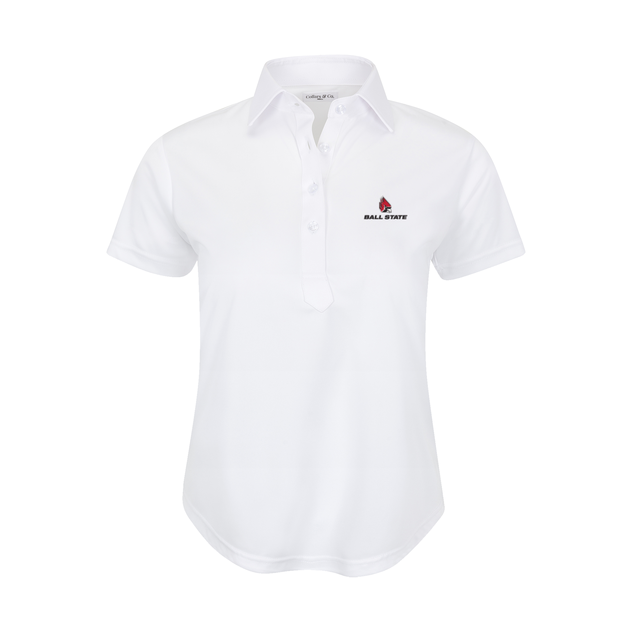 Ball State Women's Cap Sleeve Semi Spread Polo White