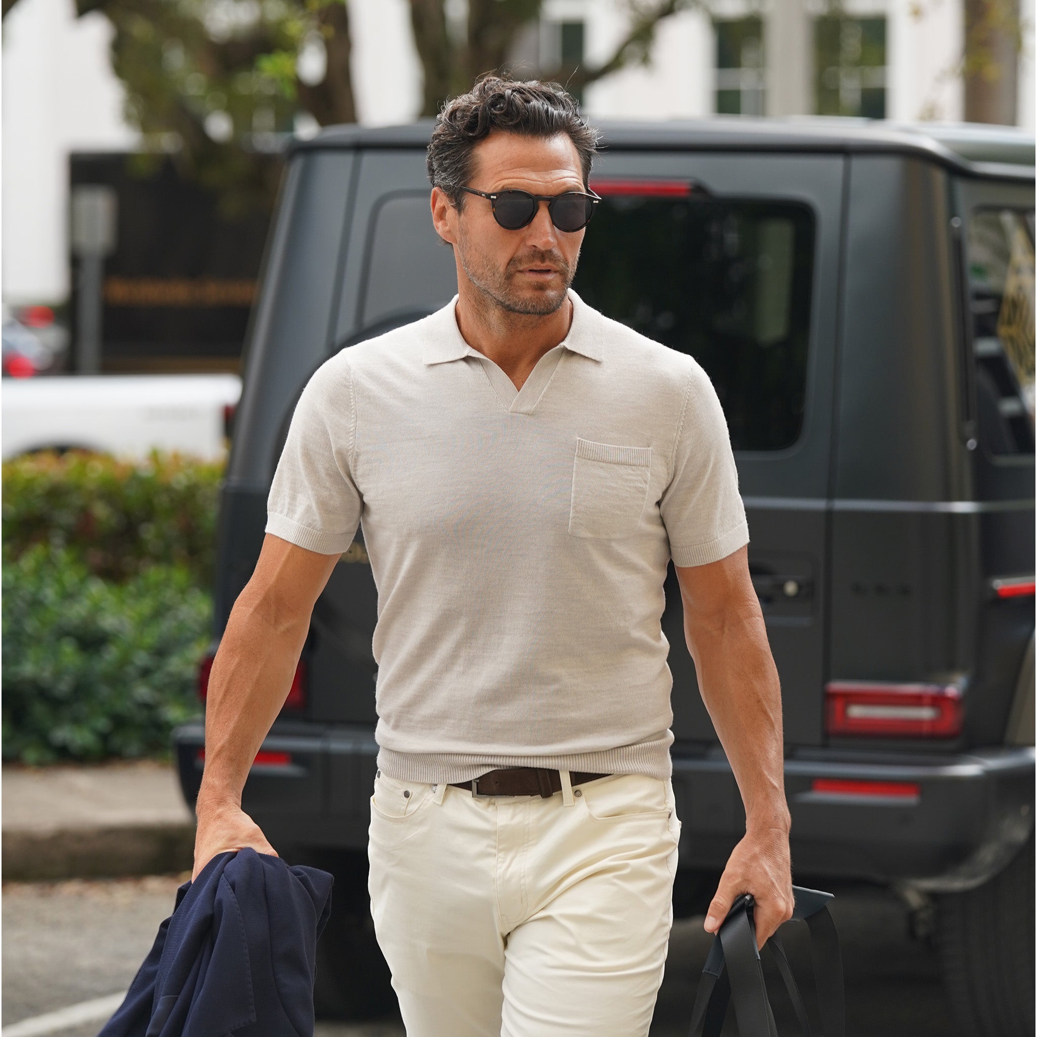 Bellagio All-Season Short Sleeve Merino Polo Oatmeal
