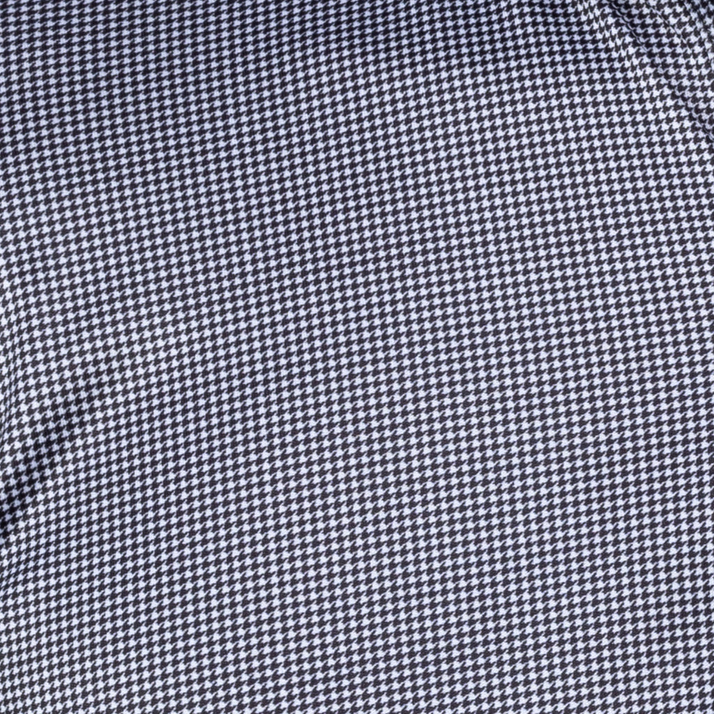 Quattro Flex Dress Shirt with Semi-Spread Collar Black Houndstooth