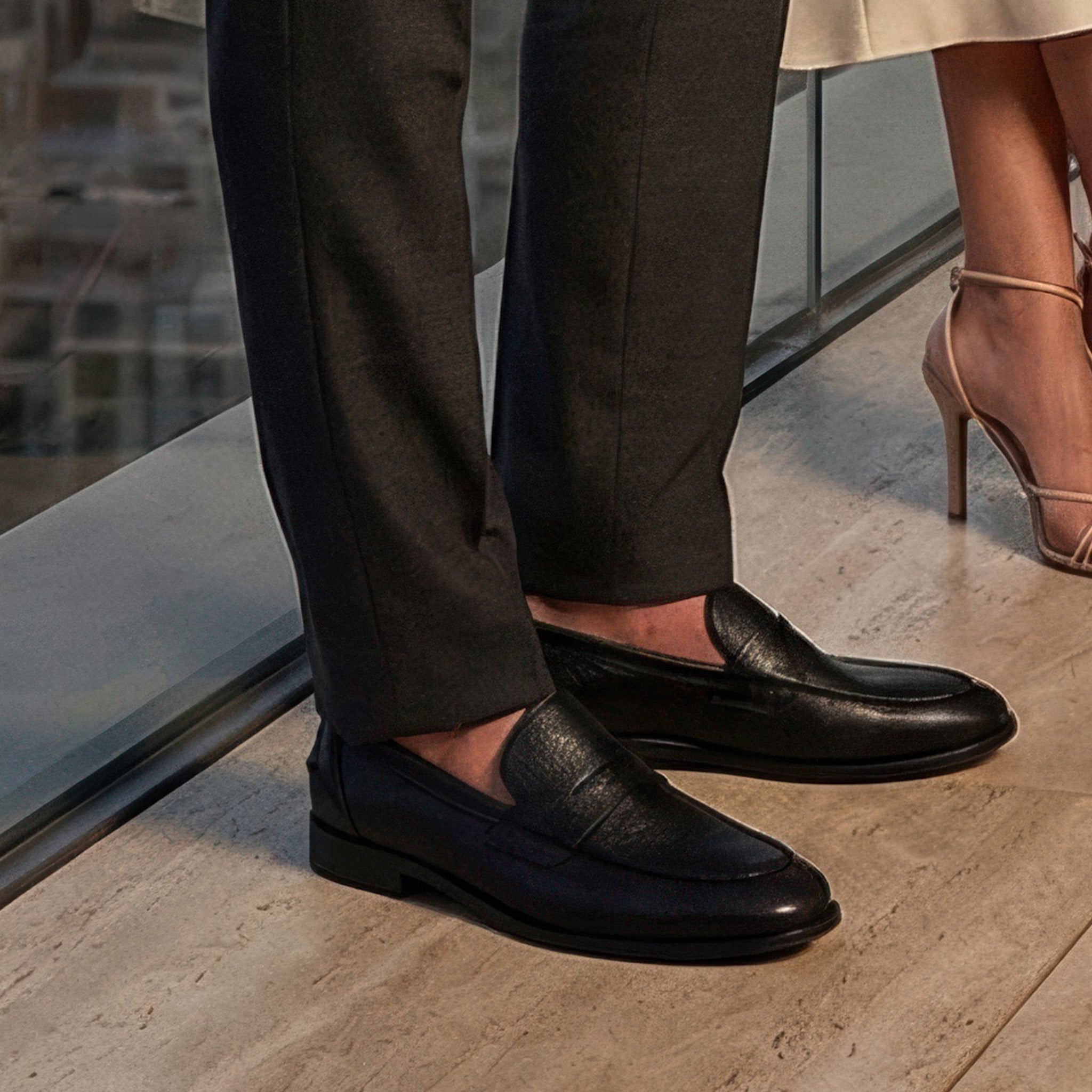 Naples Penny Loafers Black Leather
