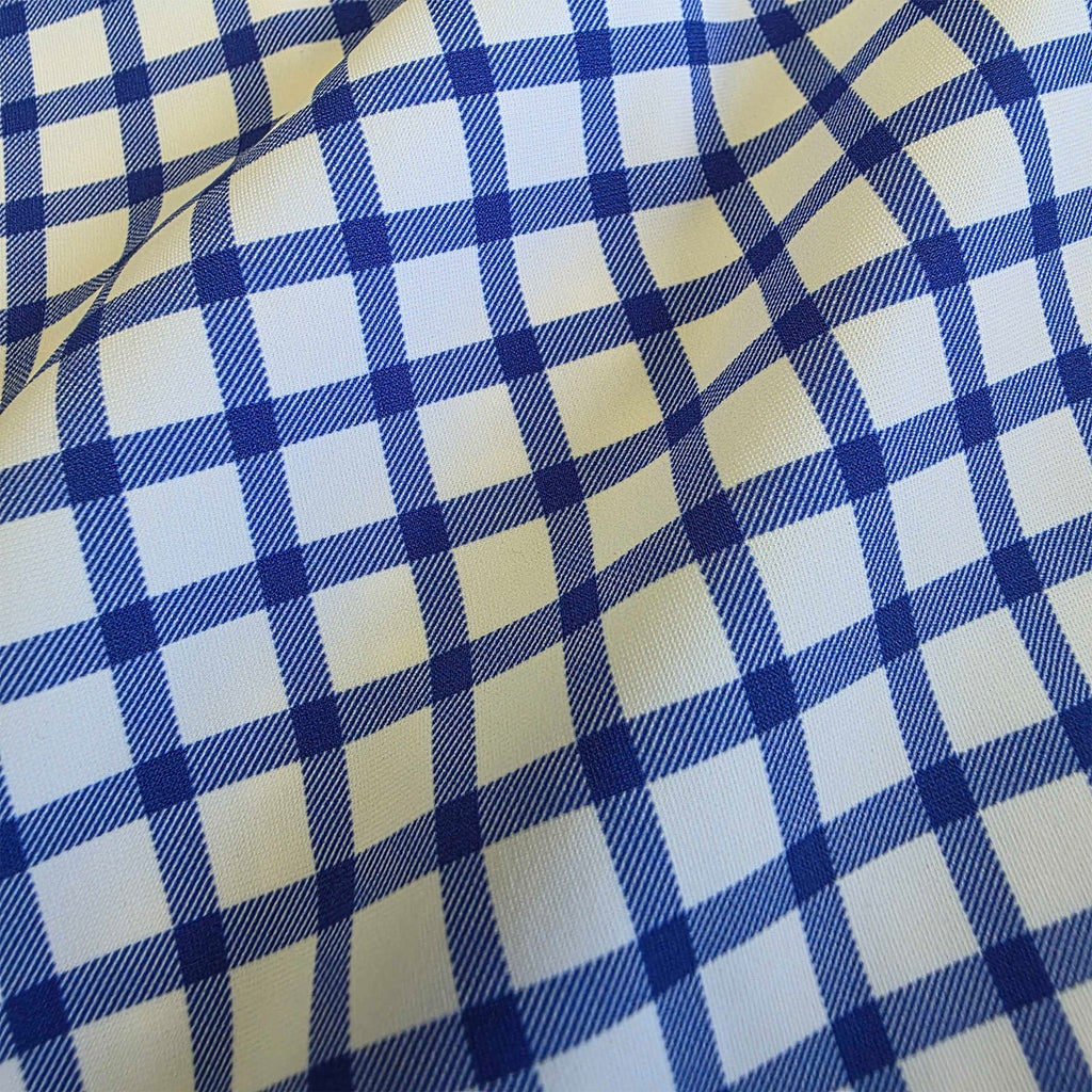 Apex Performance Dress Shirt Semi-Spread Collar Blue Grid Check