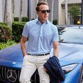 Semi-Spread Collar Polo Blue Tattersall Relaxed
