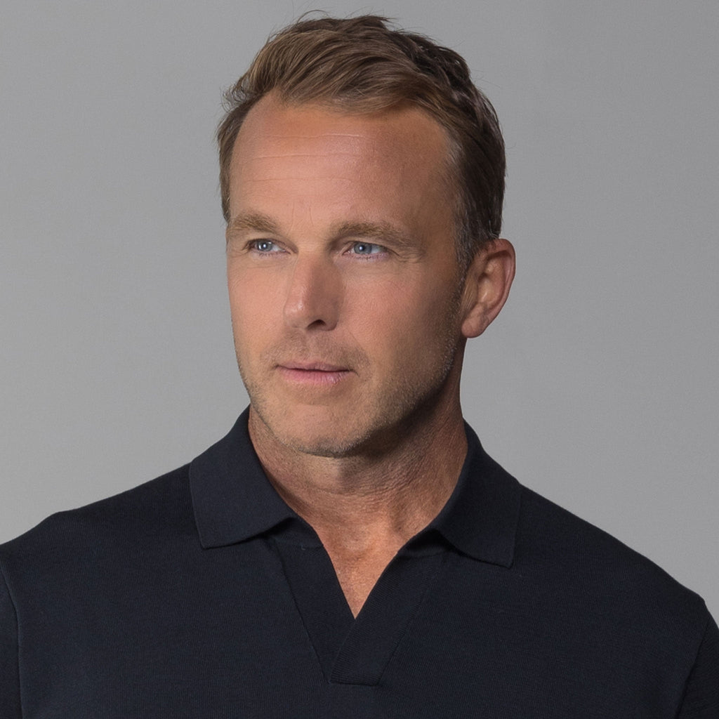 The Maranello Mid-Weight Cotton & Silk Polo Black - Buttonless