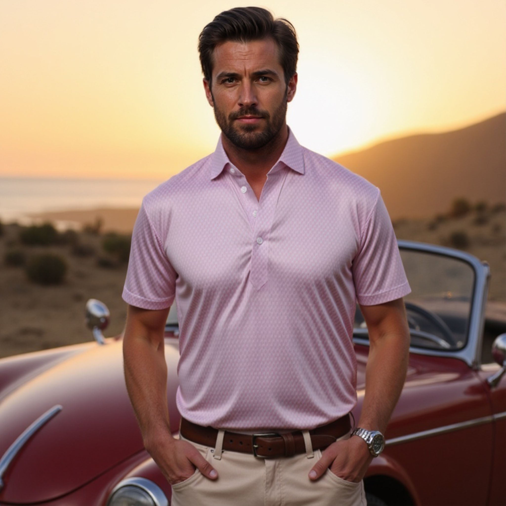 Semi-Spread Collar Polo Vantage Pink Relaxed