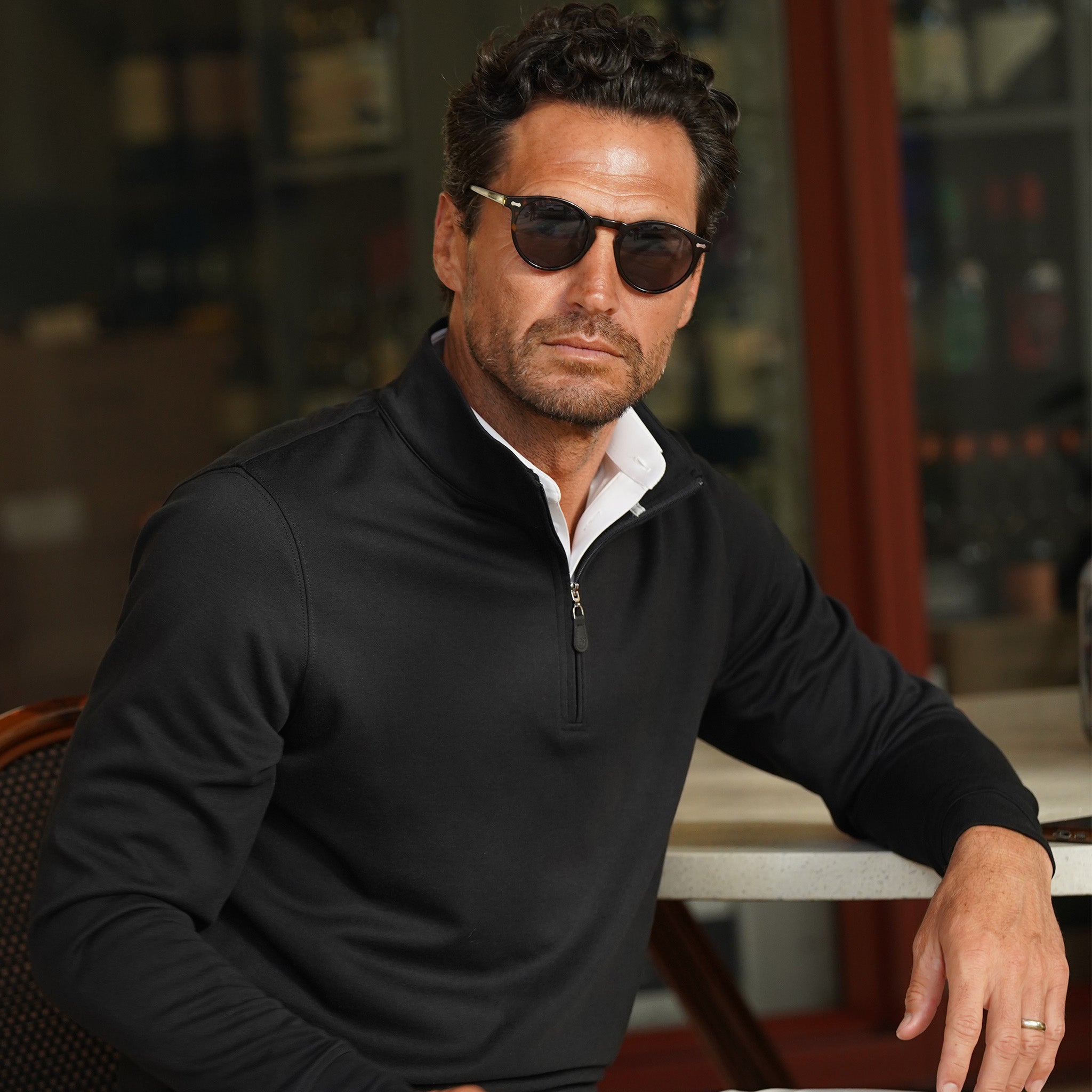 Cloud Cotton Quarter Zip Pullover Black