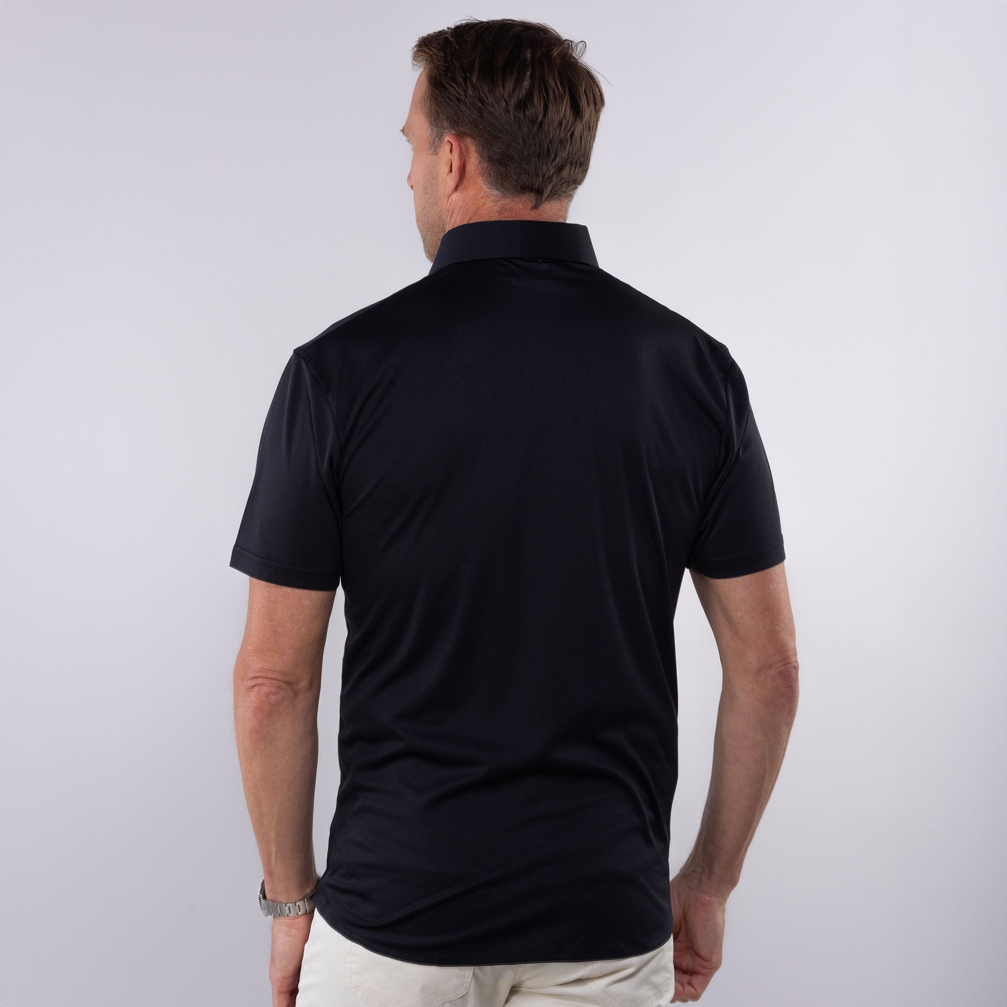Quattro Flex Short Sleeve Button Down Black