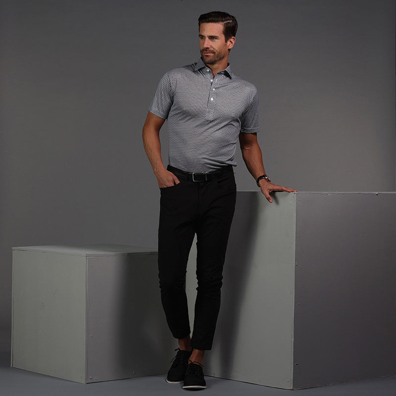 Semi-Spread Collar Polo Vantage Black Relaxed