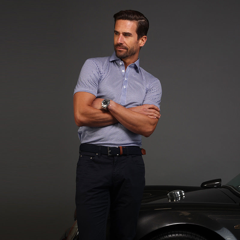 Semi-Spread Collar Polo Vantage Blue Relaxed