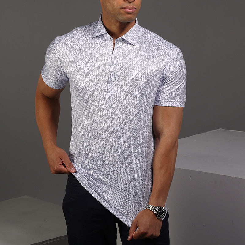 Semi-Spread Collar Polo Scottsdale Navy Spheres Relaxed