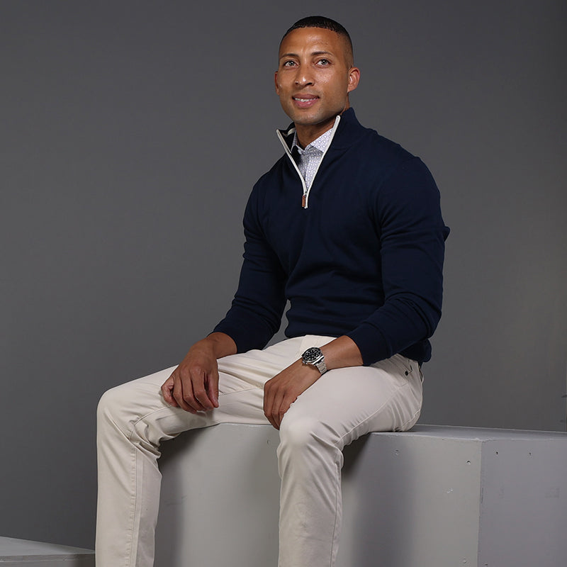 Semi-Spread Collar Polo Scottsdale Navy Spheres Relaxed