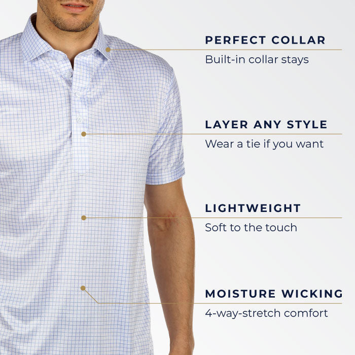 Semi-Spread Collar Polo Navy Gingham Original Tall