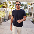 Como Textured Cotton Tee Navy