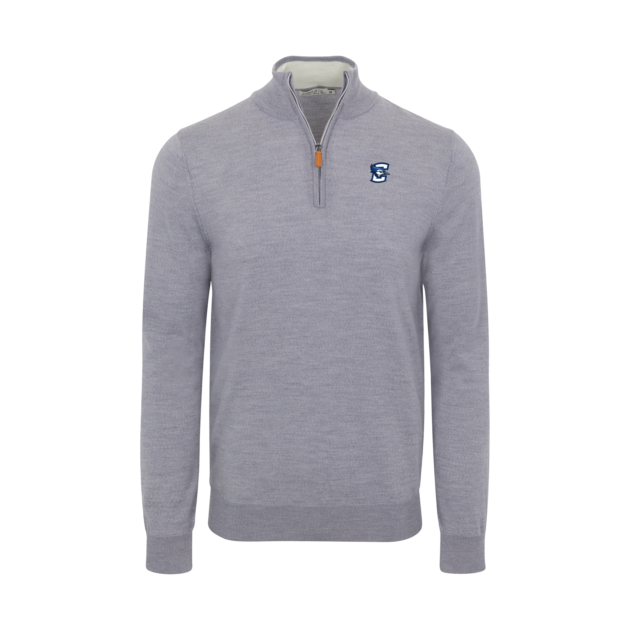 Creighton Grey Melange Cashmere Touch Australian Merino Quarter Zip Sweater