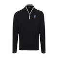 Creighton Black with White Trim Luxury Touch Cotton and Cashmere Quarter Zip Sweater
