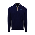 Creighton Navy with White Trim Luxury Touch Cotton and Cashmere Quarter Zip Sweater