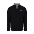 Collars & Co. Delta Chi Heather Cloud Cotton Quarter Zip Pullover Black with Light Grey Trim