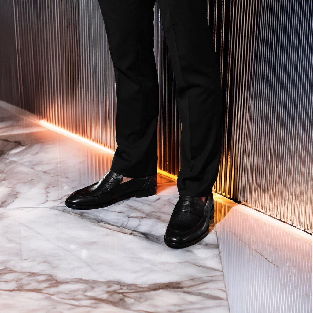 Naples Penny Loafers Black Leather