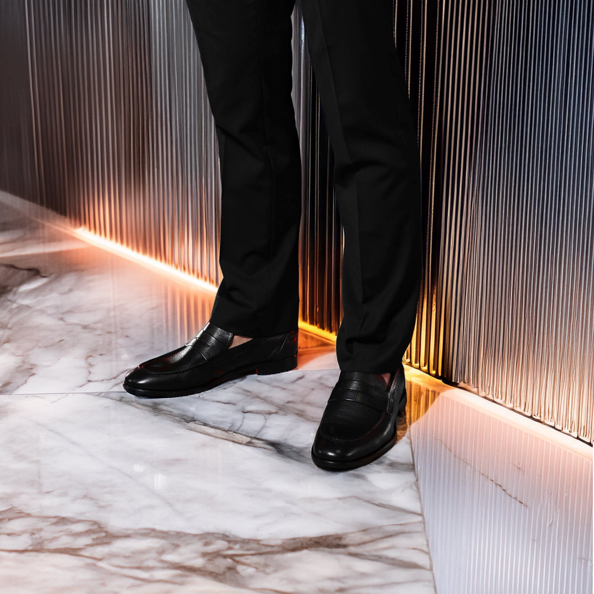 Naples Penny Loafers Black Leather