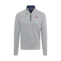 Collars & Co. Delta Kappa Epsilon Heather Cloud Cotton Quarter Zip Pullover Light Grey with Navy Trim