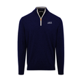 Collars & Co. Delta Kappa Epsilon Navy with White Trim Luxury Touch Cotton and Cashmere Quarter Zip Sweater