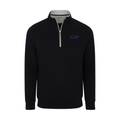 Collars & Co. Delta Sigma Phi Heather Cloud Cotton Quarter Zip Pullover Black with Light Grey Trim